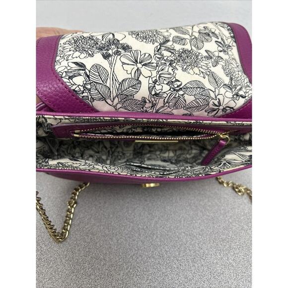 Vera Bradley Carson Deep Pink Pebbled Leather Mini Crossbody Saddlebag - Picture 8 of 11